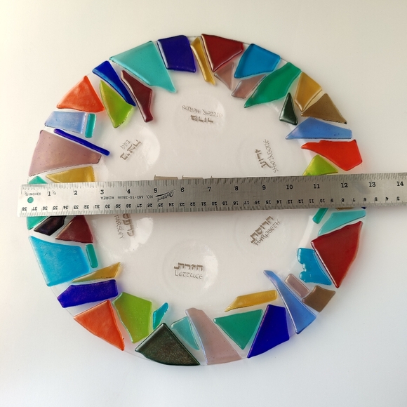 Fused Glass | Seder / Passover 13" platter - Picture 6 of 14